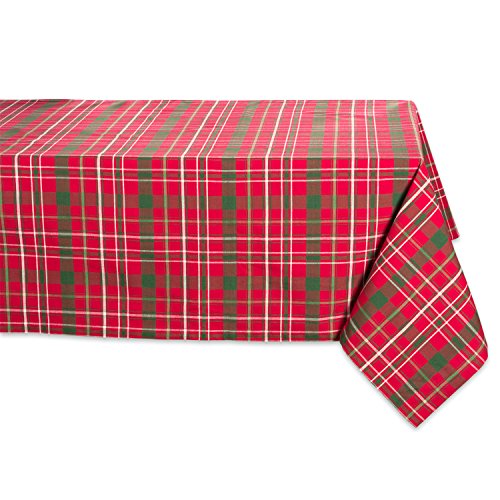 DII Holiday Esstisch Linen Collection Tartan Stechpalmen-Plaid, Baumwolle, rot/grün, Square Christmas Tablecloth, 52x52 von DII