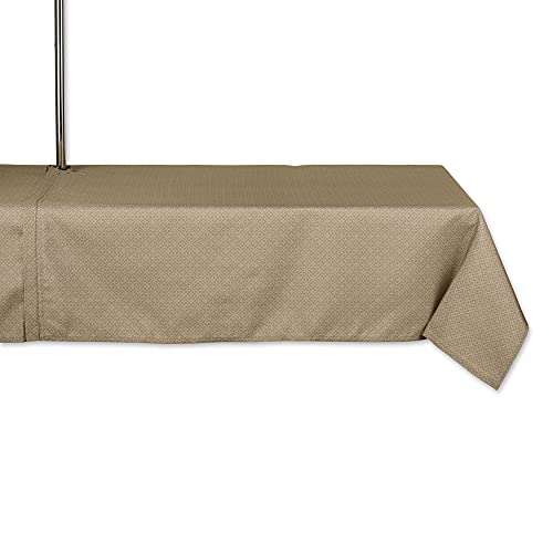DII Indoor/Outdoor Tabletop Collection Schirmloch mit Reißverschluss, maschinenwaschbar, tonales Gitter, Polyester, Stein, 84" x 60" (Rectangular) von DII