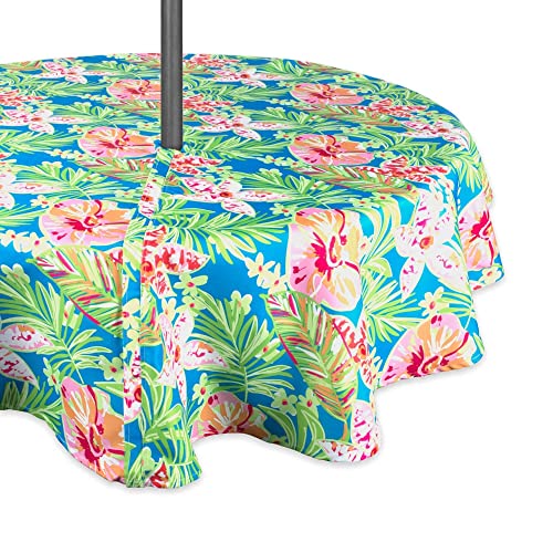 DII Runde Tischdecke aus 100 % Polyester, mit Reißverschluss, schmutzabweisend, maschinenwaschbar, für die Verwendung im Freien, für Tische mit Schirm, 132,1 cm Durchmesser, Bananenblatt-Design, für 4 Personen, Summer Floral, 60" Round-Zippered DII Runde Tischdecke aus 100 % Polyester, mit Reißverschluss, schmutzabweisend, maschinenwaschbar, für die Verwendung im Freien, für Tische mit Schirm, 132,1 cm Durchmesser, Bananenblatt-Design, für 4 Personen, Summer Floral, 60" Round-Zippered von DII