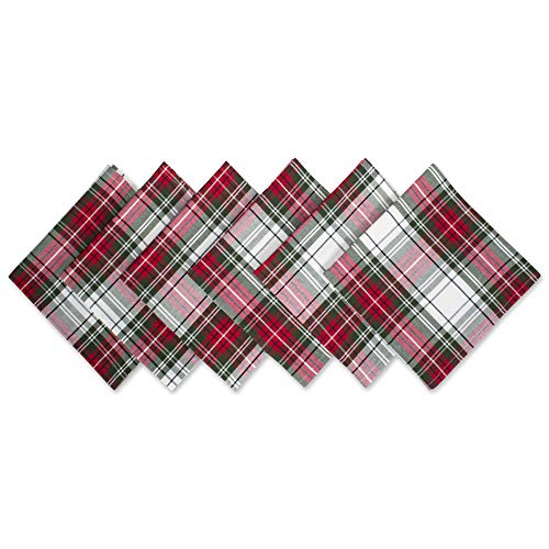DII Tartan Plaid Collection Feiertags-Esstisch und Küchendekoration, Baumwolle, Rot, Grün und Weiß, 20" x 20" (Set of 6), 6 DII Tartan Plaid Collection Feiertags-Esstisch und Küchendekoration, Baumwolle, Rot, Grün und Weiß, 20" x 20" (Set of 6), 6 von DII