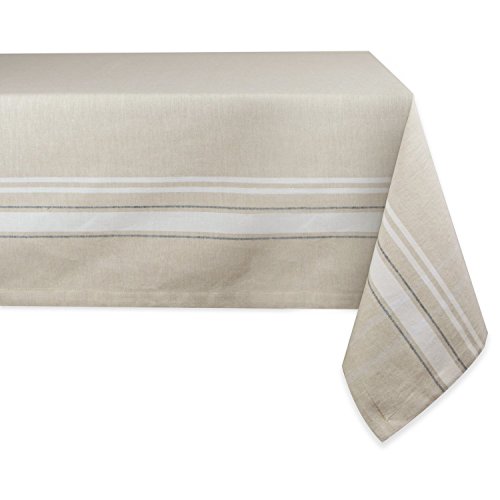 DII Tischdecke, 100 % Baumwolle, gestreift, 60 x 120 cm, Taupe/Weiß von DII
