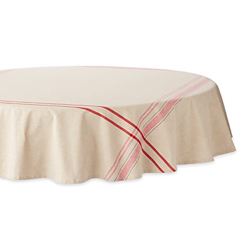 DII Tischdecke, French Stripe, Bauernhaus-Stil, 178 cm, rund, Taupe/Rot DII Tischdecke, French Stripe, Bauernhaus-Stil, 178 cm, rund, Taupe/Rot von DII