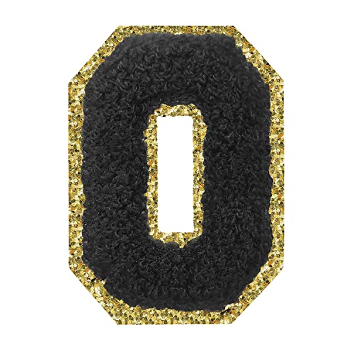 Aufbügler mit Buchstaben zum Aufbügeln, 3 Stück, Varsity Glitzer, Chenille, Buchstabenaufnäher, 11,4 cm, für Kleidung, Rucksäcke, Team-Kostüm, Dekoration, Schwarz O Aufbügler mit Buchstaben zum Aufbügeln, 3 Stück, Varsity Glitzer, Chenille, Buchstabenaufnäher, 11,4 cm, für Kleidung, Rucksäcke, Team-Kostüm, Dekoration, Schwarz O von DIILLEU