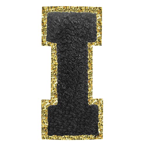 Aufbügler zum Aufbügeln, 3 Stück, Varsity Glitzer, Chenille, Buchstabenaufnäher, 11,4 cm, für Kleidung, Rucksäcke, Team-Kostüm, Dekoration, Schwarz I Aufbügler zum Aufbügeln, 3 Stück, Varsity Glitzer, Chenille, Buchstabenaufnäher, 11,4 cm, für Kleidung, Rucksäcke, Team-Kostüm, Dekoration, Schwarz I von DIILLEU