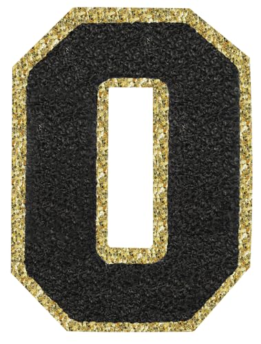 Aufnäher zum Aufbügeln, 3 Stück, glitzernd, Chenille, 11,4 cm, für Kleidung, Rucksäcke, Team-Kostüm, Dekoration, Schwarz 0 von DIILLEU