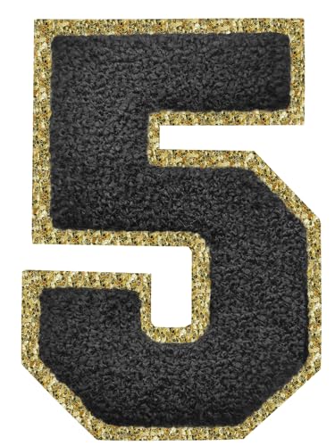 Aufnäher zum Aufbügeln, 3 Stück, glitzernd, Chenille, 11,4 cm, für Kleidung, Rucksäcke, Team-Kostüm, Dekoration, Schwarz 5 von DIILLEU