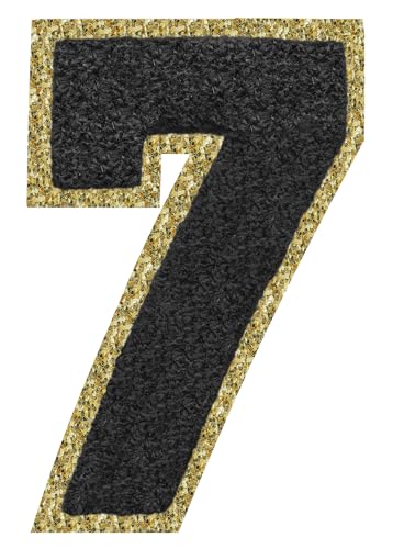 Aufnäher zum Aufbügeln, 3 Stück, glitzernd, Chenille, 11,4 cm, für Kleidung, Rucksäcke, Team-Kostüm, Dekoration, Schwarz 7 von DIILLEU