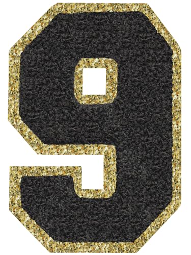 Aufnäher zum Aufbügeln, 3 Stück, glitzernd, Chenille, 11,4 cm, für Kleidung, Rucksäcke, Team-Kostüm, Dekoration, Schwarz 9 von DIILLEU