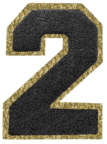 Aufnäher zum Aufbügeln, glitzernd, Chenille, 11,4 cm, für Kleidung, Rucksäcke, Team-Kostüm, Dekoration, Schwarz, 3 Stück von DIILLEU