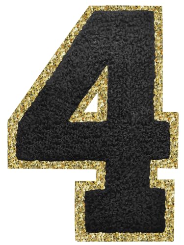 Aufnäher zum Aufbügeln, glitzernd, Chenille, 11,4 cm, für Kleidung, Rucksäcke, Team-Kostüm, Dekoration, Schwarz, 3 Stück von DIILLEU