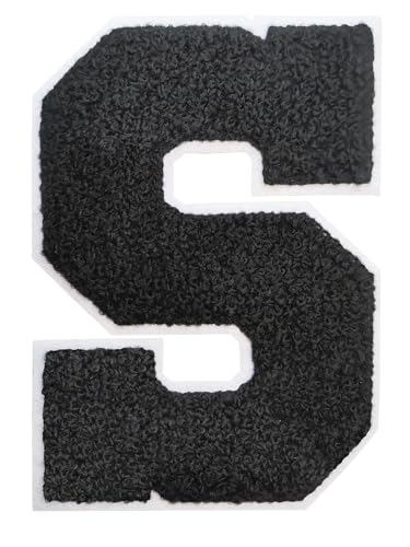 Buchstabenaufnäher zum Aufbügeln, 11,4 cm, Chenille-Buchstaben für Kleidung, Rucksäcke, Team-Kostüm, Dekoration, Schwarz, Größe S, 3 Stück Buchstabenaufnäher zum Aufbügeln, 11,4 cm, Chenille-Buchstaben für Kleidung, Rucksäcke, Team-Kostüm, Dekoration, Schwarz, Größe S, 3 Stück von DIILLEU
