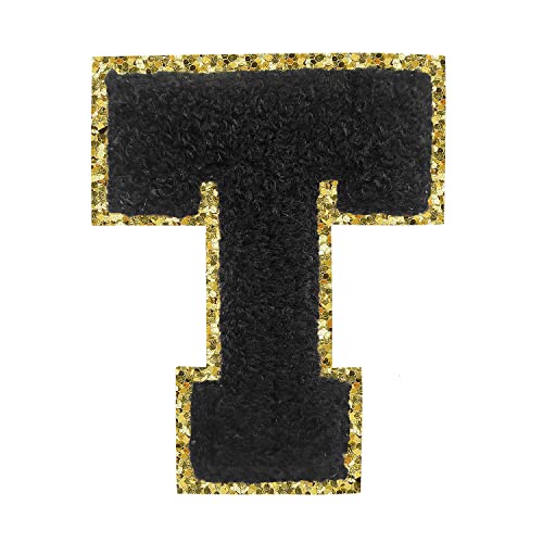 Buchstabenaufnäher zum Aufbügeln, 3 Stück, Varsity Glitzer, Chenille, Buchstabenaufnäher, 11,4 cm, für Kleidung, Rucksäcke, Team-Kostüm, Dekoration, Schwarz, T Buchstabenaufnäher zum Aufbügeln, 3 Stück, Varsity Glitzer, Chenille, Buchstabenaufnäher, 11,4 cm, für Kleidung, Rucksäcke, Team-Kostüm, Dekoration, Schwarz, T von DIILLEU