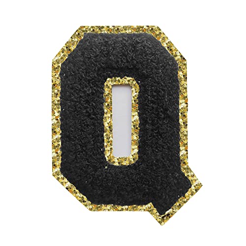 Buchstabenaufnäher zum Aufbügeln, 3 Stück, Varsity Glitzer, Chenille, Buchstabenaufnäher, 11,4 cm, für Kleidung, Rucksäcke, Team-Kostüm, Dekoration, Schwarz Q Buchstabenaufnäher zum Aufbügeln, 3 Stück, Varsity Glitzer, Chenille, Buchstabenaufnäher, 11,4 cm, für Kleidung, Rucksäcke, Team-Kostüm, Dekoration, Schwarz Q von DIILLEU