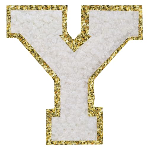 Buchstabenaufnäher zum Aufbügeln, 3 Stück, Varsity Glitzer, Chenille, Buchstabenaufnäher, 11,4 cm, für Kleidung, Rucksäcke, Team-Kostüm, Dekoration, Weiß, Y Buchstabenaufnäher zum Aufbügeln, 3 Stück, Varsity Glitzer, Chenille, Buchstabenaufnäher, 11,4 cm, für Kleidung, Rucksäcke, Team-Kostüm, Dekoration, Weiß, Y von DIILLEU
