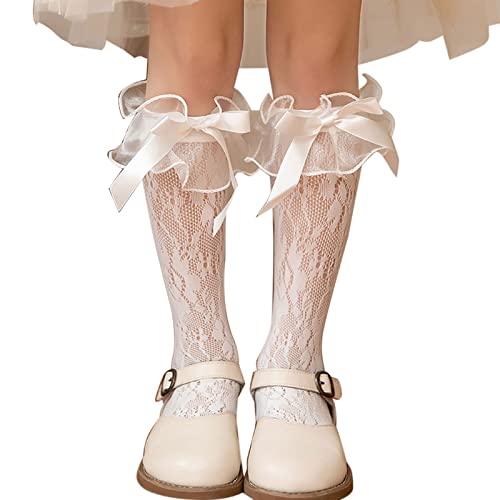 DIIOOMIEEU Kniestrümpfe für Kinder, Mädchen, Netzstoff, Organza, Rüschen, Schleife, Blumenmuster DIIOOMIEEU Kniestrümpfe für Kinder, Mädchen, Netzstoff, Organza, Rüschen, Schleife, Blumenmuster von DIIOOMIEEU