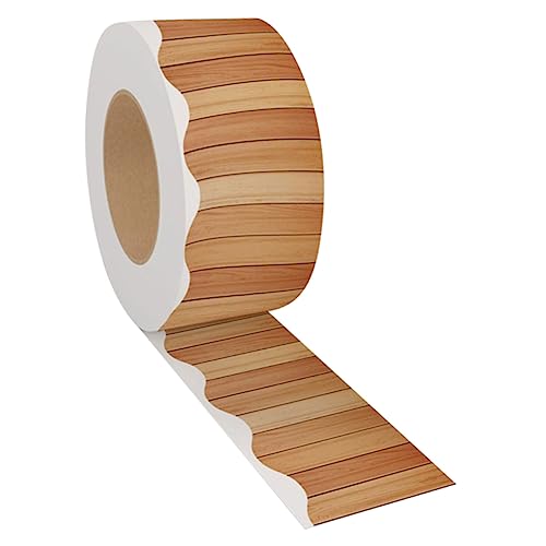 DIKACA 1 Rolle Ankündigungs-grenzaufkleber Für Groß Abdeckung Streifen Planke Darüber Hinaus Pinnwand-grenze Weiß Whiteboard Klassenzimmer Aufkleber Aus Beschichtetem Papier Brown von DIKACA