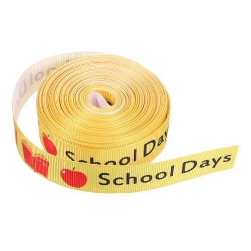DIKACA 1 Rolle dekorative Schleife Willkommen Zurück für Verpackung Schule elegante Bänder DIY-Bastelband Geschenkbänder geschenkband Geschenkbandverzierung Polyester Gelb von DIKACA
