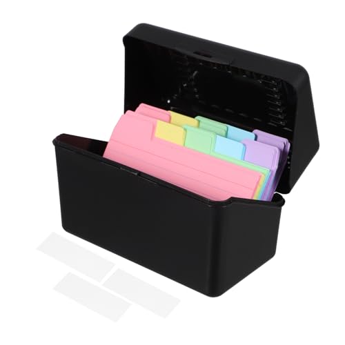 DIKACA 1 Satz Indexkartenbox mit Deckel Stabiler Kunststoff Indexkartenhalter für Organisation von Notizen Rezepten und Flashcards für Zuhause Büro und Schule Schwarz von DIKACA