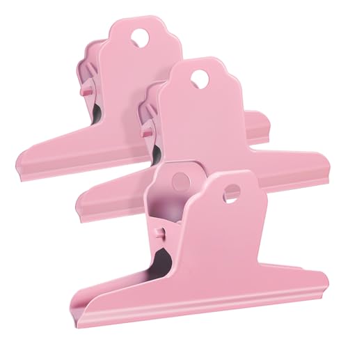 DIKACA 1 Satz Pink Clip Bürozubehör Mini-bulldoggen-clips Schließung Clips Für Snackbeutel Dokumentclips Notizhalter Für Büroklammern Dekorative Binderclips Rosa Metall 3 Stück von DIKACA
