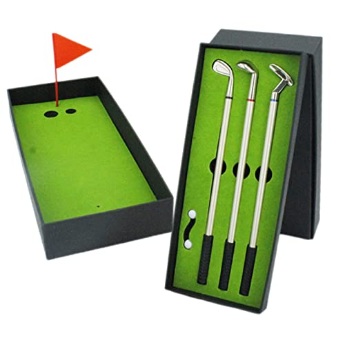 DIKACA 1 Satz Strumpffüller Für Männer Interessantes Federspiel Requisiten Für Tischgolfspiele Golfschläger-kit Golfkugelschreiber Desktop-golfspielzeug Golf Kugelschreiber Zinklegierung von DIKACA