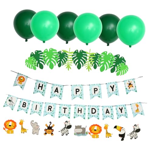 DIKACA 1 Satz tierischer Kucheneinsatz Luftballons Tiergeburtstag Ammer Kuchen Topper tortendeko einschulung Latexballons Partyballons mit Tiermotiven Emulsion das Banner Ballon-Set Kranz von DIKACA
