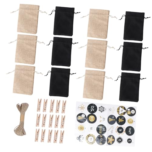 DIKACA 1 Satz Weihnachtstüten mit Süßigkeiten Weihnachtsgeschenktüte Girlande Weihnachtsverpackungsbeutel Weihnachtstasche Weihnachtsgeschenkverpackungen Weihnachts-Countdown-Paket Holz von DIKACA