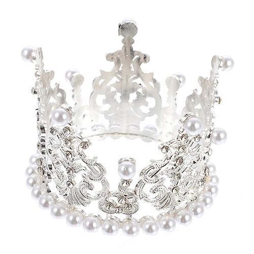 DIKACA 1 Stück Krone Tortenaufsatz Kinderkronen Kopfschmuck Für Mit Perlenkrone Kuchen Liefert Backen Topper Künstliche Perle Silver DIKACA 1 Stück Krone Tortenaufsatz Kinderkronen Kopfschmuck Für Mit Perlenkrone Kuchen Liefert Backen Topper Künstliche Perle Silver von DIKACA