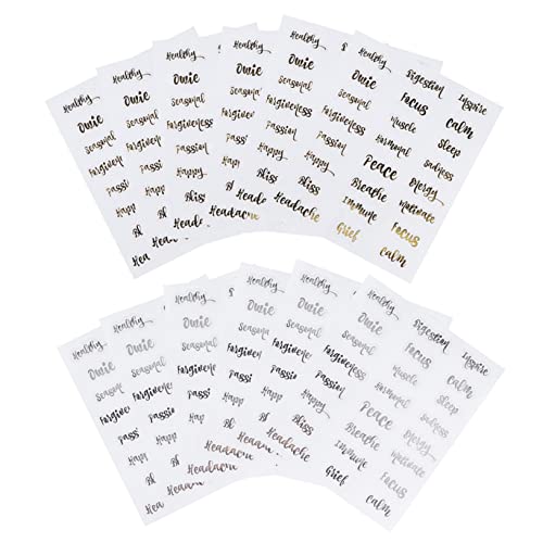 DIKACA 10 Blatt Aufkleber Mit Ätherischen Ölen Etiketten Für Marmeladengläser Etiketten Für Namensschilder Ätherische Öletiketten Zubehör Für Ätherische Öle Pvc-aufkleber von DIKACA