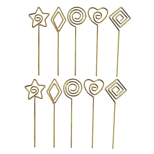 DIKACA 10 Stück Cocktail-zeichen Clips Für Visitenkarten Bildhalter Clips Für Namenskarten Multifunktions-obstpflücker Klemmen Für Namensschilder Dekorative Memoklammern Golden Stahl von DIKACA