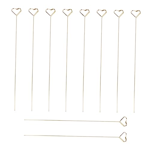 DIKACA 10 Stück Herzförmiges Kartenschild jubiläumskarte anniversary card Memohalter Gefälligkeiten für Hochzeitsfeiern Mini-Büroklammern Platzkartenhalter mit Herz Plastik Golden von DIKACA