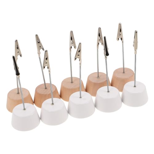 DIKACA 10 Stück Holz Kartenhalter mit Clip Platzkartenständer und Memo Notizen Halter für Fotos Tischnummern und Notizen Rundes Holzdesign für Hochzeiten Partys und Bürodekoration von DIKACA