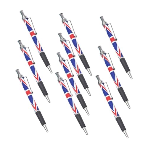 DIKACA 10 Stück Kugelschreiber mit Union Jack Flaggenmuster Glattes Schreiben Komfortabler Griff für Schule Büro Zuhause Zuverlässiger Schreibstift für Unterschriften und Alltagsgebrauch von DIKACA
