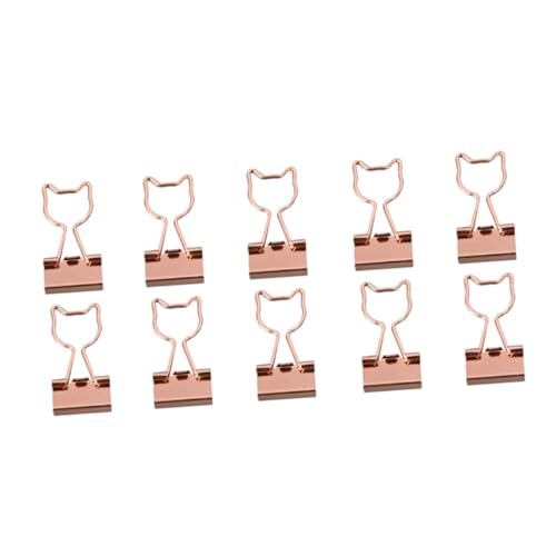 DIKACA 10 Stück Teiliges Büroklammern Rosegold Katzenmotiv Starke Metall Binder Clips für Dokumente Papier und Notizen Rutschfeste Klemmen für Büro Schule und Home office Dekorative und von DIKACA