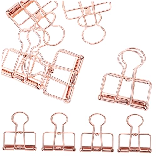 DIKACA 10 Stück Teiliges Metall Binder Clips in Roségold Mittlere Langlebige Büroklammern mit Hoher Klemmkraft Vielseitig Einsetzbar für Papier Dokumente Notizen und Geschäftskarten von DIKACA
