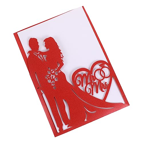 DIKACA 10 Stück romantische hochzeitseinladungen Braut Hühner Schreibwaren Hochzeitskarten Ort jubiläumskarte anniversary card Hochzeitsdekoration Einladungen aushöhlen Papier rot von DIKACA