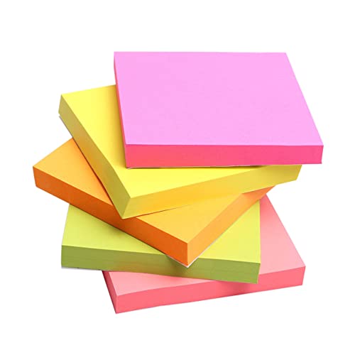DIKACA 100 Blatt Haftnotizen Block Quadratische Notizzettel Zufälligen Farben für Büro und Zuhause Repositionierbar und Vielseitig Einsetzbar Zufällige Farbe Zufällige Farbe von DIKACA