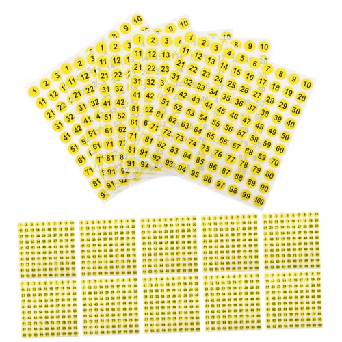 DIKACA 100 Blatt Selbstklebende Runde Zahlenaufkleber Wasserfest Gelbe Fläche mit Schwarzer Beschriftung Nummerierte Identifikationsetiketten für Kleidung Schuhe Haushaltsorganisation DIKACA 100 Blatt Selbstklebende Runde Zahlenaufkleber Wasserfest Gelbe Fläche mit Schwarzer Beschriftung Nummerierte Identifikationsetiketten für Kleidung Schuhe Haushaltsorganisation von DIKACA