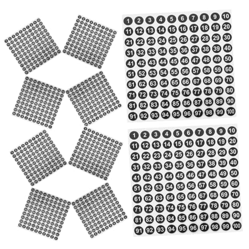 DIKACA 100 Blatt Wasserdichte digitale Aufkleber runden Aufkleber Beschriftungen Aufkleber Zahlen Punkt Zahlenaufkleber Nummernaufkleber zum Organisieren Kupferplattenaufkleber Schwarz von DIKACA