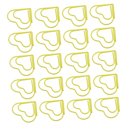 DIKACA 100 Stück Liebesbriefhalter Bindeklammern in Verschiedenen Größen Papierclip -herzform Elefanten-büroklammern Jumbo-büroklammern Ecke Büroklammern Clips Für Papier Gelb Metall von DIKACA