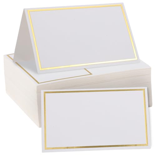 DIKACA 100 Stück Teiliges Faltbare Tischkarten mit Goldfolienrahmen Multifunktionale Namens und Platzkarten für Hochzeit Geburtstag Party Tischreservierung und Feier DIKACA 100 Stück Teiliges Faltbare Tischkarten mit Goldfolienrahmen Multifunktionale Namens und Platzkarten für Hochzeit Geburtstag Party Tischreservierung und Feier von DIKACA
