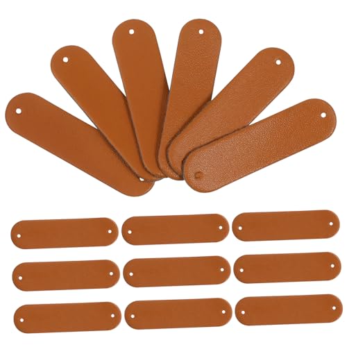 DIKACA 100 Stück leeres lederetikett handmade label handgemacht label Hutanhänger für Kleidung Benennen Sie Kleidungsetiketten Lederetiketten nähen Leder -Tags für Hüte Kunstleder Brown von DIKACA