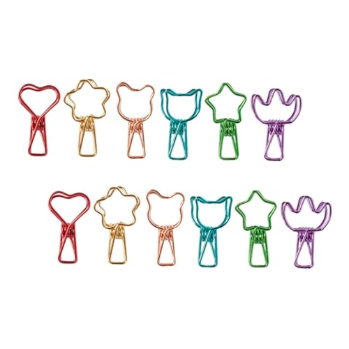 DIKACA 12 Einzigartige Binder Clips Quittungsclips Stern Büroklammern Süße Büroklammern Papierklammern Klammer Hohle Dokumentenklammer Bunte Büroklammern Hochzeits Büroklammern von DIKACA