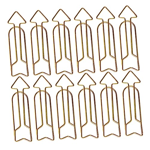 DIKACA 12 Stück Büroklammer bürodeko büro dekoration party dekoration Schreibwaren weihnachtsdeko Clip bunt Befestigungselemente Lesezeichennadel aus Metall Büroordner Memohalter Golden von DIKACA
