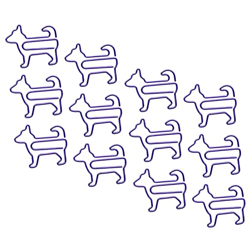 DIKACA 12 Stück Cartoon-Büroklammer Karikatur fürs Büro Clips Hund Tierförmige Lesezeichenklammern Büroklammern mit Tiermotiven Büroklammern für Studenten Büroklammern aus Metall Violett von DIKACA