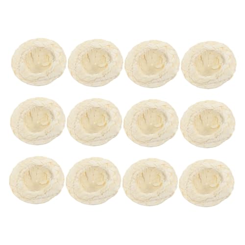 DIKACA 12 Stück Miniaturisierte Strohhüte Handgefertigte Puppenhüte für DIY Bastelprojekte Wohnungsdekoration und Puppenhaus Zubehör Kreative Hüte für Kleine Figuren und Flaschen Deko von DIKACA