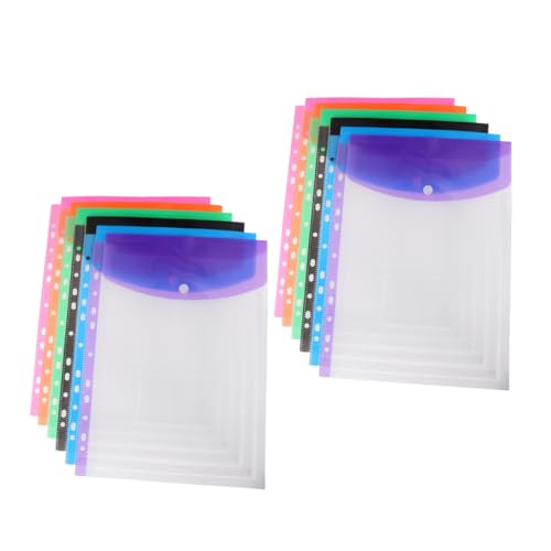 DIKACA 12 Stück Ordnertasche aus Kunststoff aktenordner dokumententasche aufbewahrungstasche büromaterial Beutel mit Druckknopf Vertragsmappe Ordnertaschen Aktentaschen mit Druckknopf PVC von DIKACA