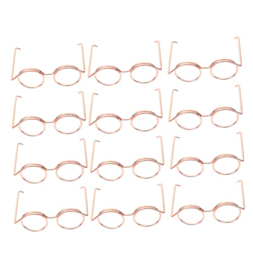 DIKACA 12 Stück Puppenbrille Brillen zum Anziehen der Puppe Umrandete Puppensonnenbrille Plüsch Puppen Kleidung Puppen Klamotten schnapsgläser Puppenzubehör Puppe Metall von DIKACA