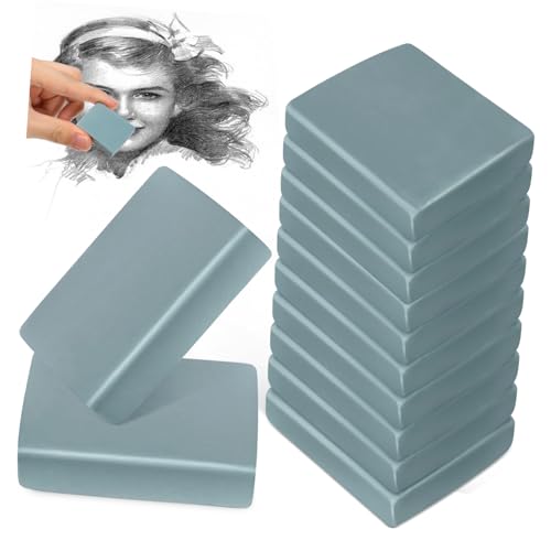 DIKACA 12 Stück Skizzenradierer zum Zeichnen Radiergummis zum Zeichnen Radiergummis Masse reiben Zeichnung Block Radiergummi zum Skizzieren Knieförmiger Kunstradierer Plastilin Blau von DIKACA