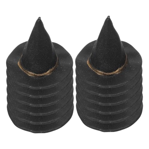 DIKACA 12 Stück Teiliges Mini Halloween Hexenhut Kleine Bastelhüte aus Dekorative Miniatur Hexenhüte für Puppenhaus und DIY Halloween Partydekoration von DIKACA