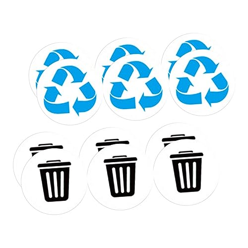 DIKACA 12 Stück Teiliges Mülltonnen Aufkleber PVC Mülltrennung Recycling Sticker Wetterfest Selbstklebend Leicht Ablösbar für Innen und Außen Müllcontainer Abfallbehälter Sortierung von DIKACA